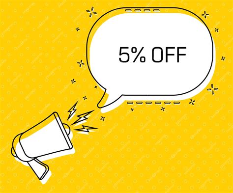 Premium Vector 5 Percent Off Megaphone And Colorful Yellow Speech