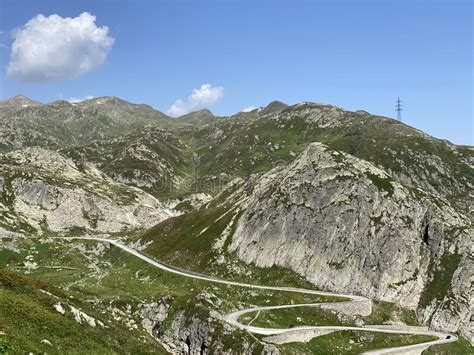 Mountain Road Crossing St Gotthard Pass Gotthardpass Or Passo Del Sao