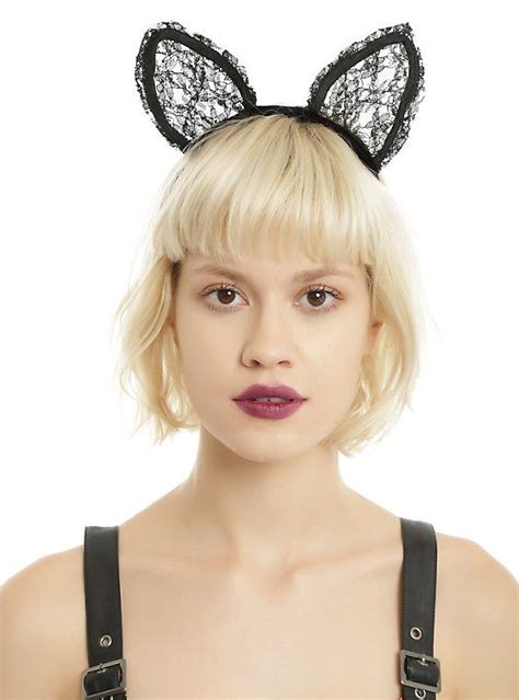 Black Lace Cat Ears Headband Cat Ears Headband Lace Headwrap
