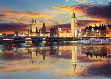Big Ben And Houses Of Parliament At Evening London Uk Stock Photo