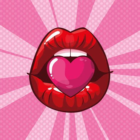 Sexy Woman Mouth With Tongue Out Pop Art Style Vector Illustration