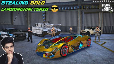Gta 5 Stealing Secret Gold Lamborghini Terzo From Military Base 😍