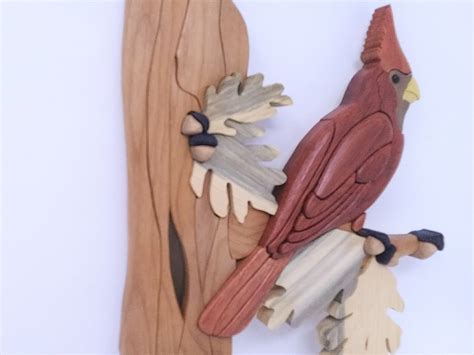 Cardinal Wood Art Intarsia Style Wood Craft Etsy