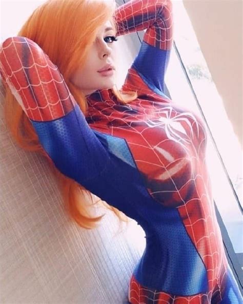 Cosplayer Jenna Lynn Meowricosplay Spider Mary Jane From Marvel