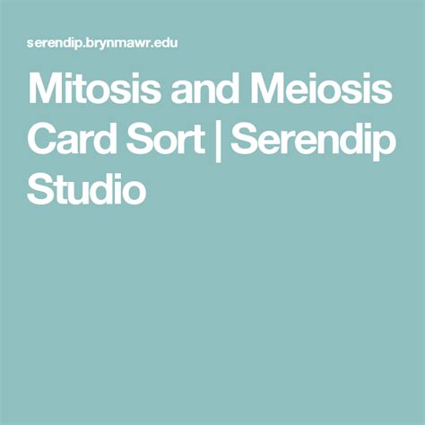 Mitosis And Meiosis Card Sort Serendip Studio Sorting Cards