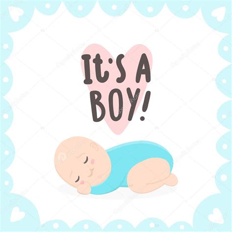 Its A Boy Cute Baby And Hand Drawn Lettering — Stock Vector © Kondratya 147808061