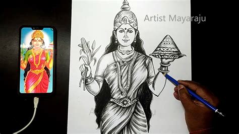 తెలంగాణ తల్లి డ్రాయింగ్ How To Draw Telangana Thalli Pencil Drawing