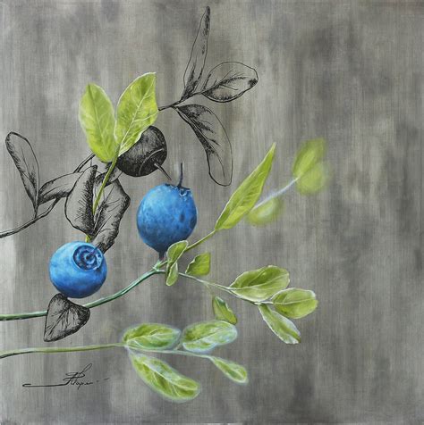 Original Blueberry Painting Oil Large Fruit Dark Realism Etsy