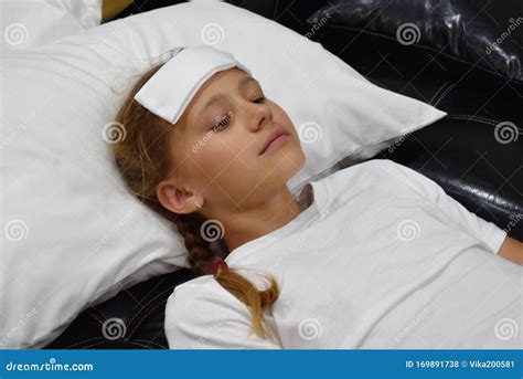 Sick Baby Girl Is Home Headache A Little Girl Stock Photo Image Of