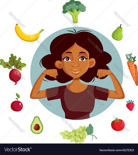 Strong Woman Promoting Healthy Lifestyle Cartoon Vector Image
