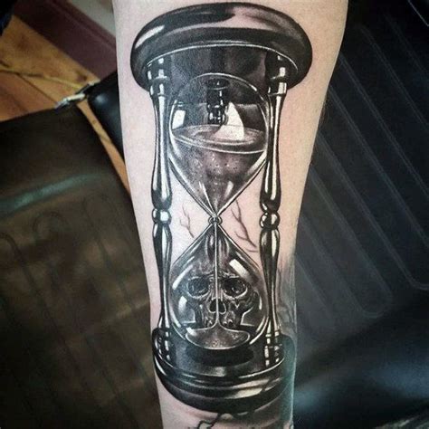 Cool Skull And Hourglass D Mens Tattoos Watch Tattoos Time Tattoos
