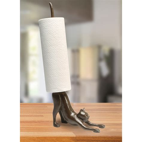 What On Earth Yoga Cat Paper Towel Holder Cast Iron Stretching Cat