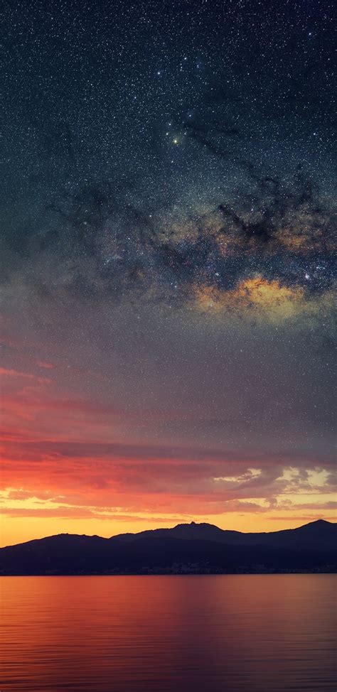 1440x2960 Galaxy Blended Landscape Mountains Sunset Samsung Galaxy Note