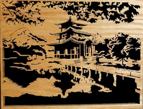 Items Similar To Scroll Saw Woodwork Japanese Scenary On Etsy