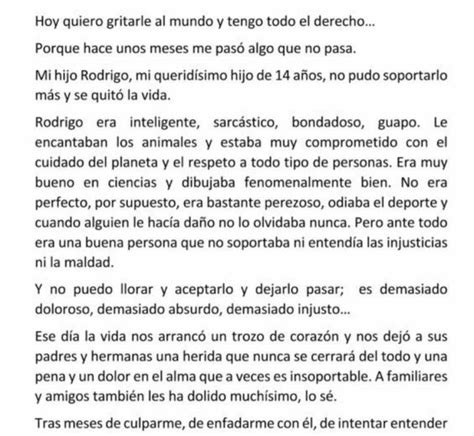 la desgarradora carta de una madre tras el suicidio de su hijo de 14 años quiero gritarle al