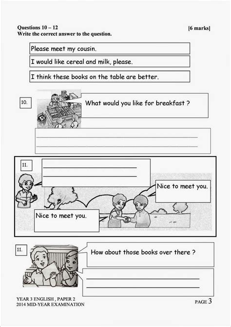 Soalan english year 4 (paper 2). Sekitar Kawasan Sekolah: Year 3 English Mid-year Exam Paper 2