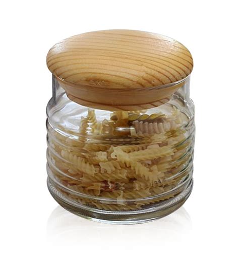 Pasabahce Babylon Small Glass Jar With Wooden Lid By Pasabahce Online
