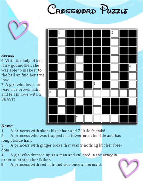 It is quite straightforward to make the printable disney puzzles, right? Disney Princess Crossword Puzzle for Kids ...