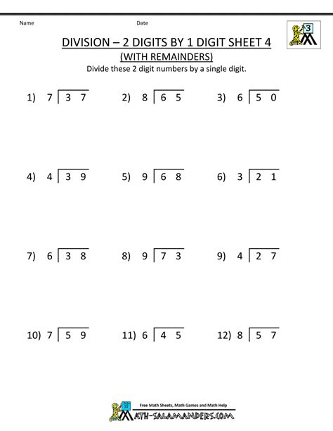 Free 3rd grade division worksheets, including the meaning of division, division facts, dividing by 10 and 100, division by whole tens and whole hundreds, division with remainders and long division (within 100). Division Worksheets 3rd Grade