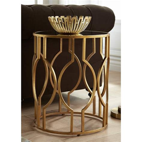 Fara 20 Wide Gold And Mirrored Top Round End Table 8w959 Lamps