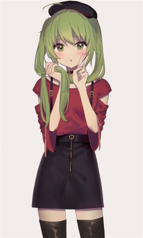 Green Hair Cute Anime Girl Original 480x800 Wallpaper Anime Chibi