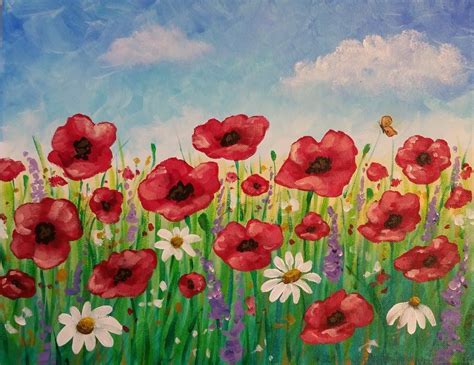 Easy Poppy Field Painting Time Lapse Acrylic Tutorial Free Lesson