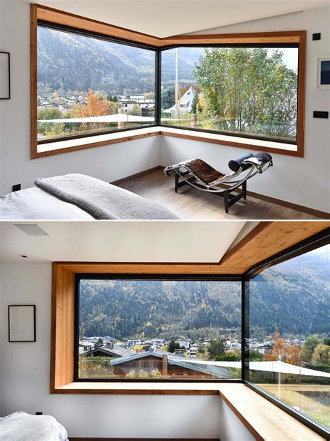 In This Modern Bedroom Large Picture Windows Have Been Used To Create