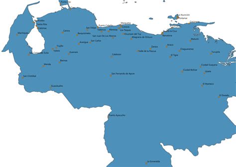 Map Of Venezuela With Cities Svg Vector Cities Map