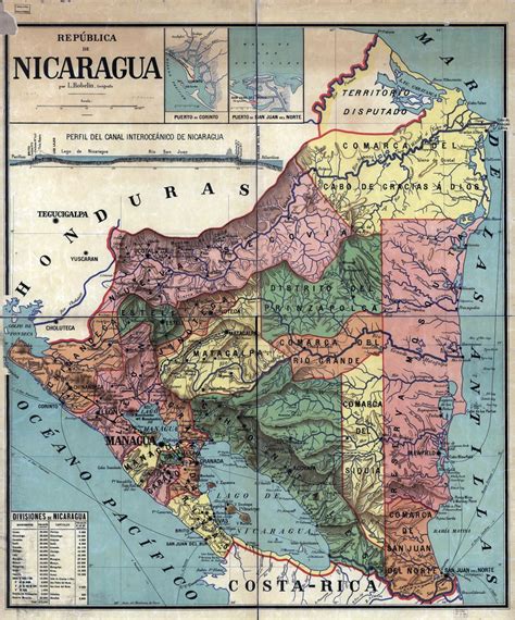 Large Detailed Old Administrative Divisions Map Of Nicaragua 1913