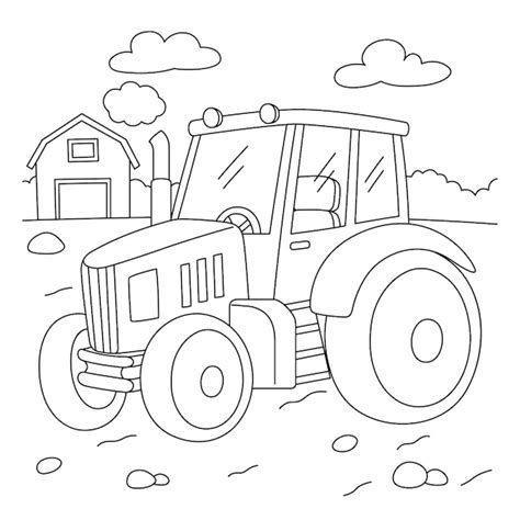 Coloriage De Tracteur Pour Les Enfants Vecteur Premium