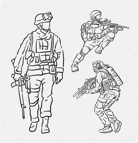 Soldier Army Action Hand Drawing Stock Vector Image By ©cundrawan703