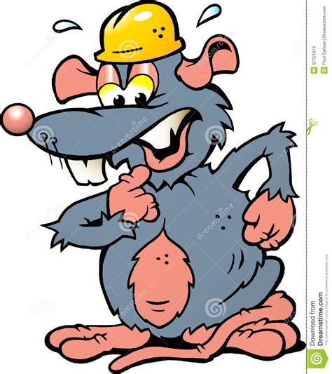 Illustration Of An Scared Rat With Yellow Helmet Stock Vector