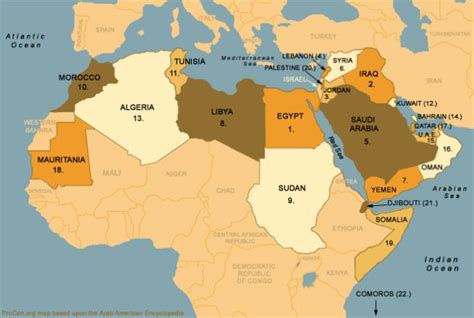 Arabworld Arab American American Heritage Kuwait Us Iraq War World Political Map Arab World