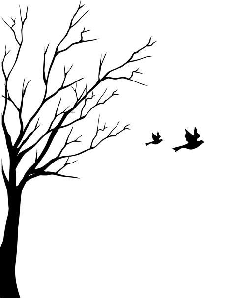 tree and birds drawing - Clip Art Library