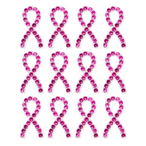 Breast Cancer Awareness Pins Bulk 24 Pack Pink Ribbon Jewel Pins