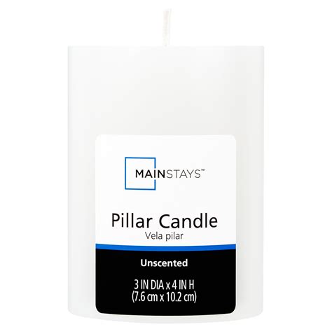 Mainstays Unscented Pillar Candle 3 X 4 Inches White