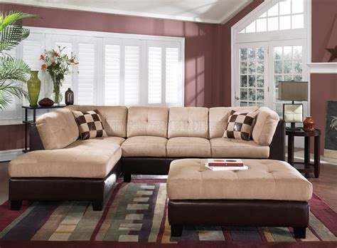 Suede Leather Sectional Couch Brown Leather Sectional Couch With