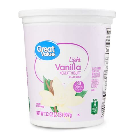 Great Value Light Vanilla Nonfat Yogurt 32 Oz