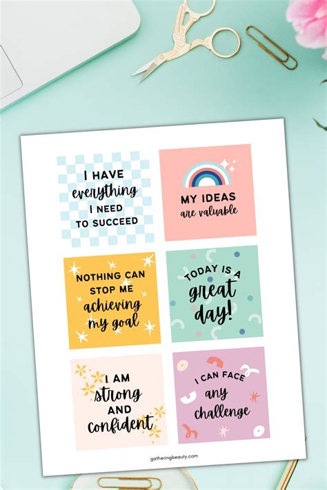 Affirmation Cards Free Printable Gathering Beauty
