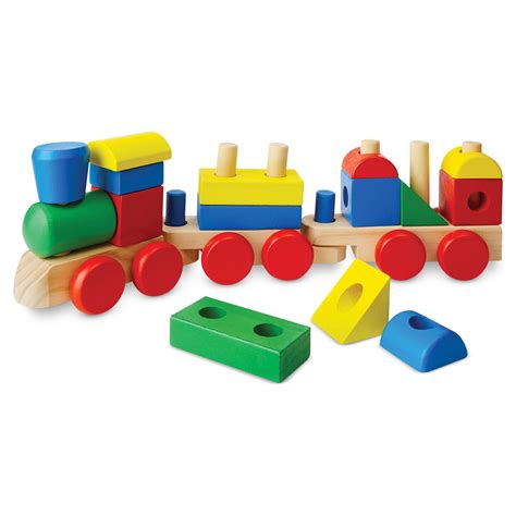 Melissa And Doug Stacking Train Classic Wooden Toddler Toy 18 Pcs