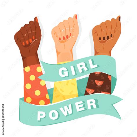 Vettoriale Stock Feminism Girl Power Concept Feminism Symbol Womans Fists Showing Their