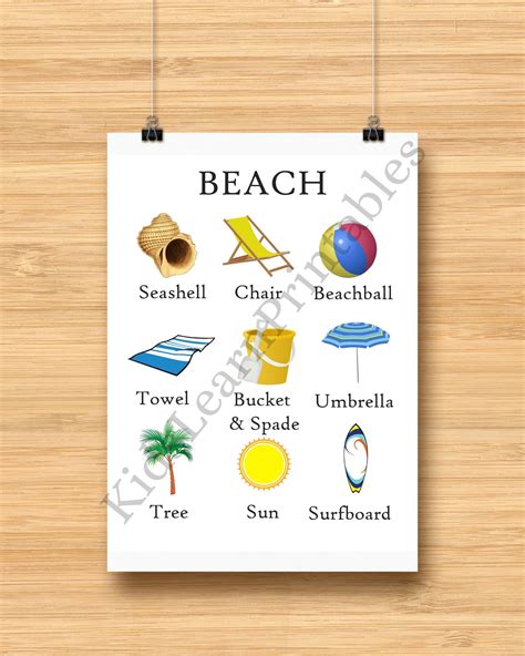 Printable Beach Words Chart Educational Home Learning 85 X Etsy Uk