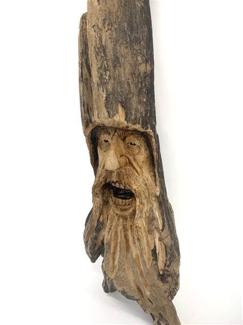 Wood Carving, Driftwood Art, Wood Spirit Carving, by Josh Carte, Hand 