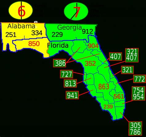List Of Florida Area Codes Wikipedia Central Florida Zip Code Map