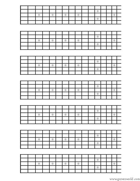 6 String Printable Guitar Blank Fretboard Chart Diagrams Songwriting Tool For Guitar Players