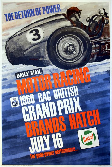 Martin Treadway Original Vintage Motor Racing Poster British Grand Prix Brands Hatch