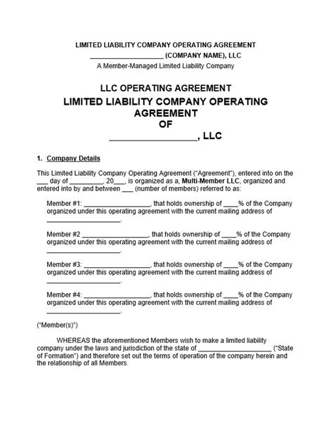 Multi Member Llc Operating Agreement