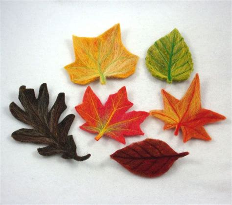Fall Leaves Decoration Set Of Six Needle Felted By Idreamingreen