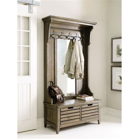 Kincaid Furniture Mill House Warren Solid Wood Hall Tree With Mirror