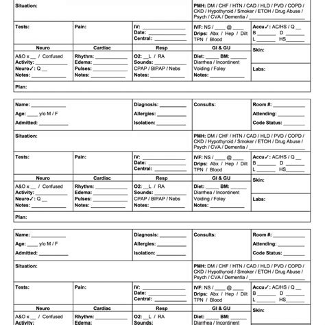 Free Printable Med Surg Nursing Report Sheet